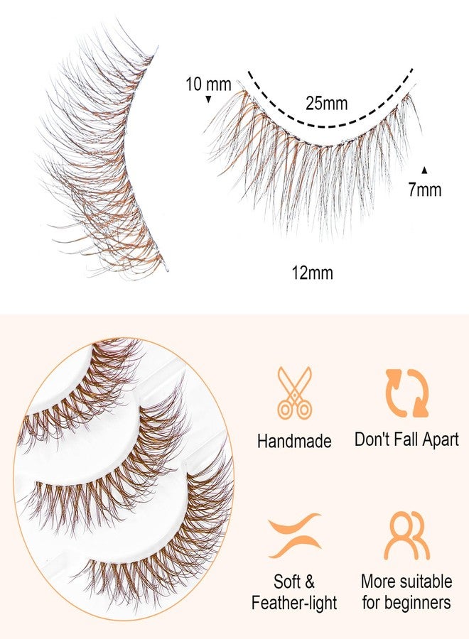 ValueBargain 10 Pairs Brown Cat Eye Lashes, Cat Eye Wispy Brown Lashes, Faux Mink Cat Eyelashes with Clear Band for Beginners & Professionals - Image 2